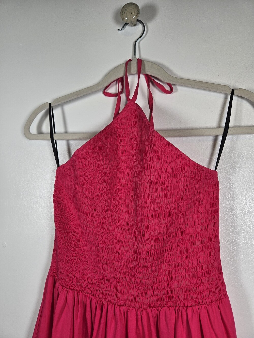 NEW S/W/F Diamond Tiered Maxi Dress Smocked Halter Size Small Pink Rosado - Picture 5 of 16